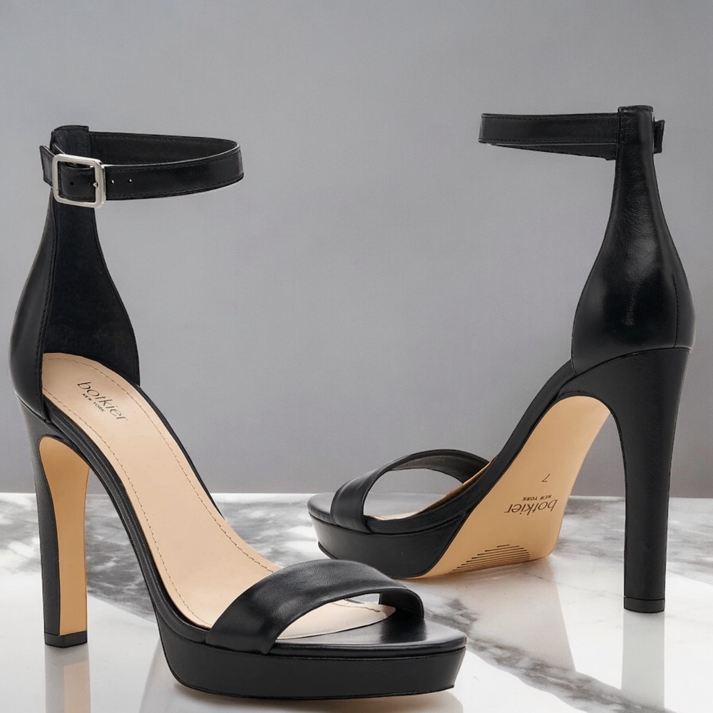 EUC Botkier Black Leather Willow Ankle Strap Dress Sandals
